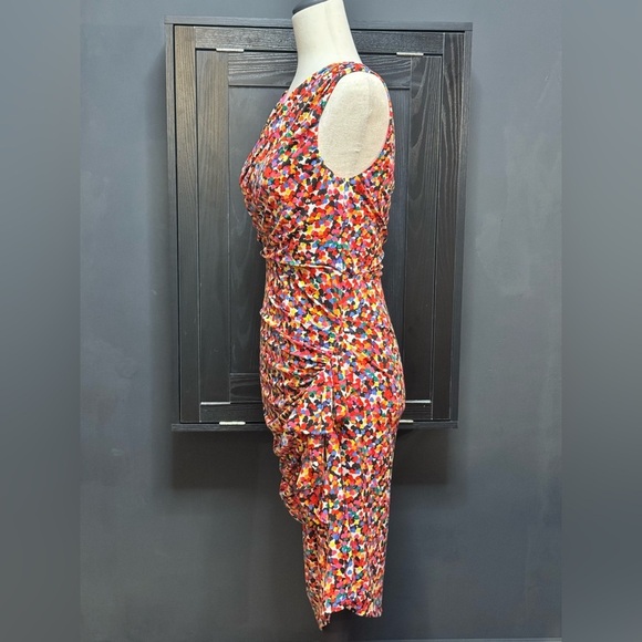 Betsey Johnson Multi Heart Print Sleeveless Ruchied Dress - Picture 4 of 11